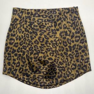 Zara Satin Olive Animal Print Mini Skirt Miniskirt NWT